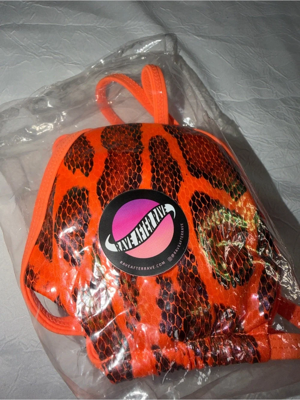 Rave After Rave medium orange festival top Animal Print Triangle Bikini Top